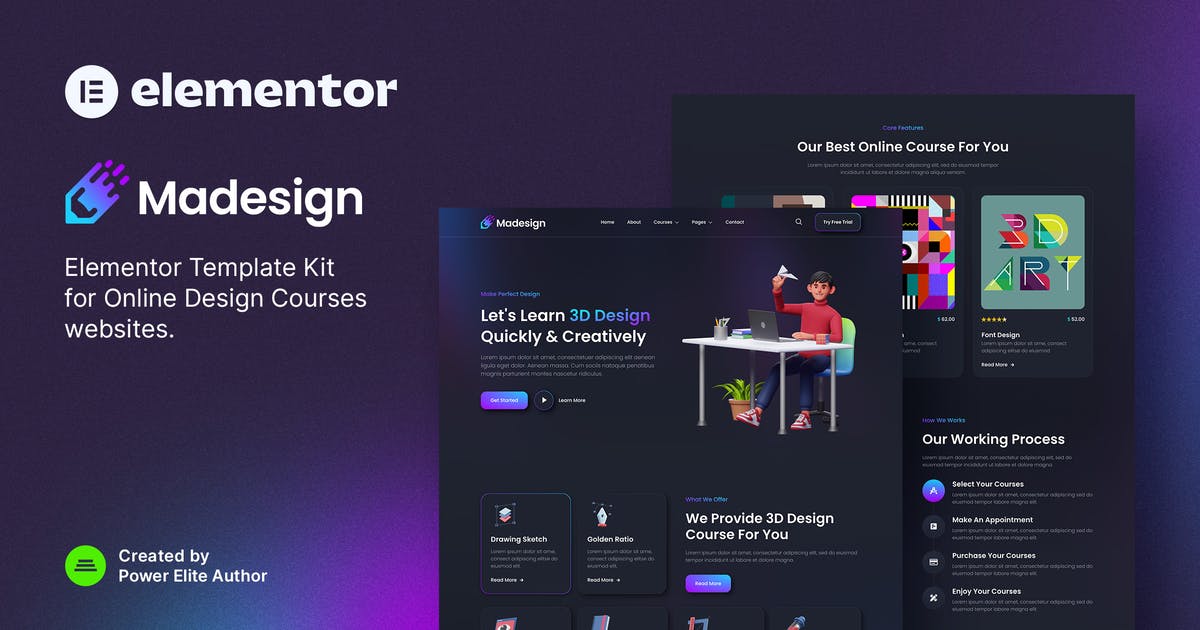 Madesign - Online Design Courses Elementor Template Kit