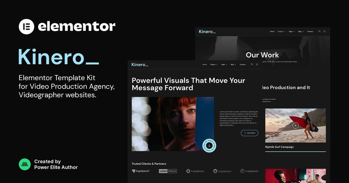 Kinerio - Video Production Agency Elementor Template Kit