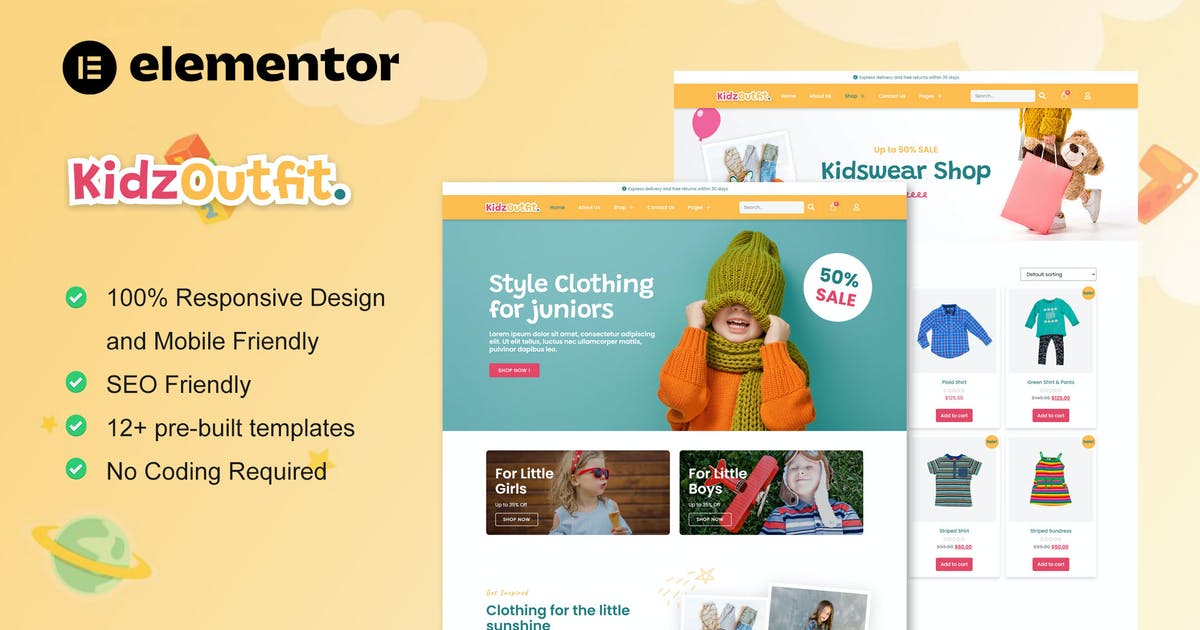 KidzOutfit – WooCommerce Kids Fashion Shop Elementor Template Kit