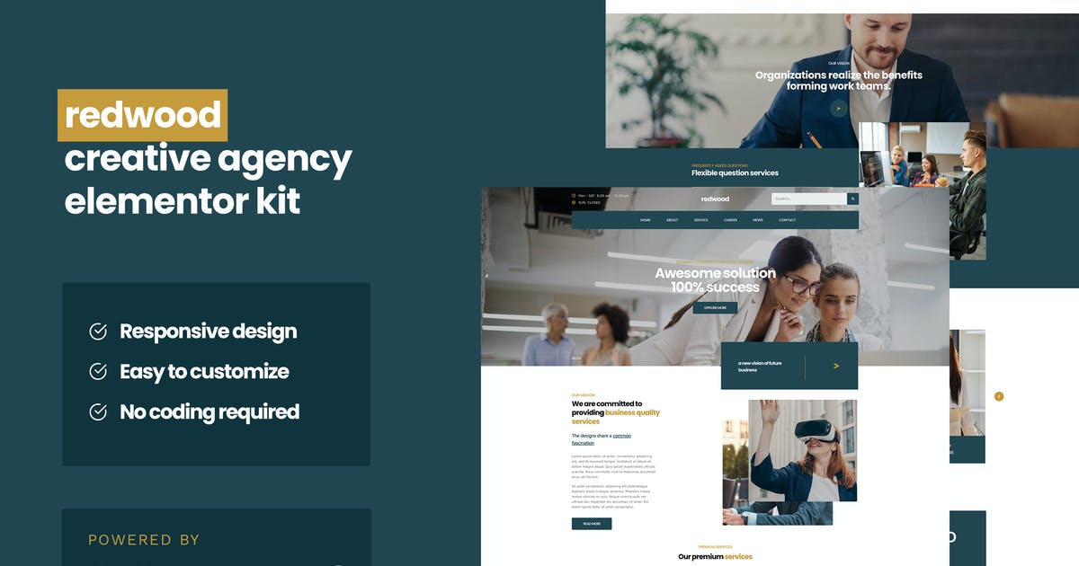 Redwood – Creative Agency Business Elementor Pro Template Kit
