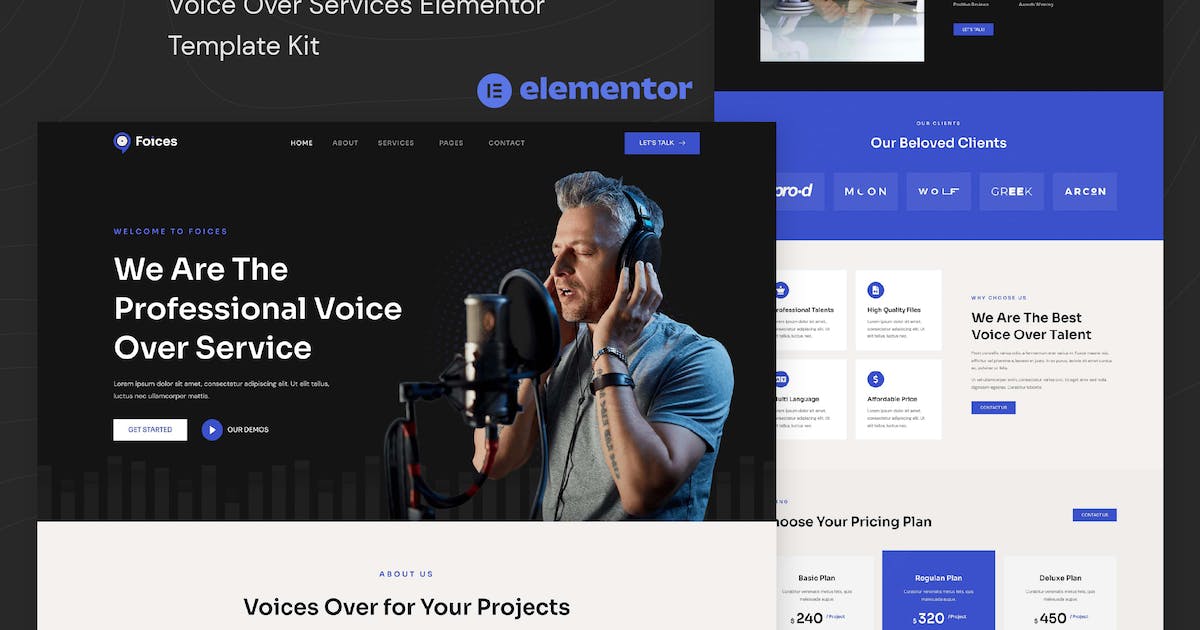 Foices – Voice Over Services Elementor Template Kit