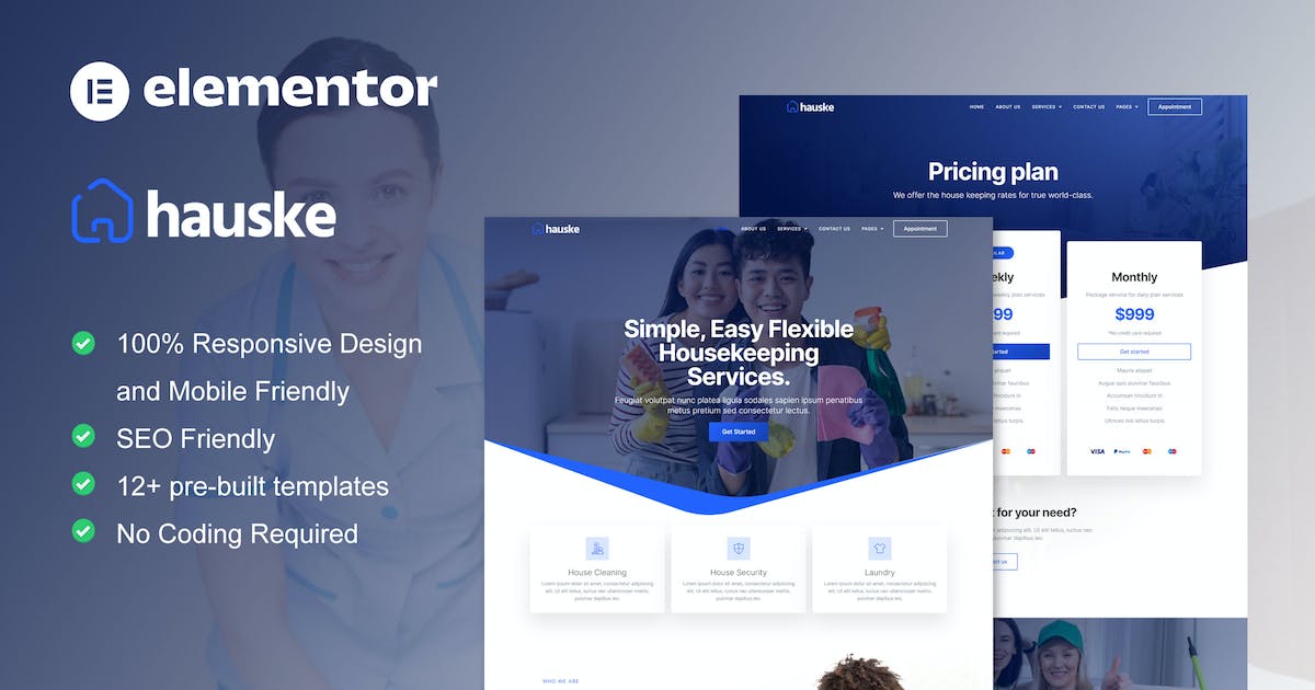 Hauske – Houskeeping & Cleaning Services Elementor Template Kit