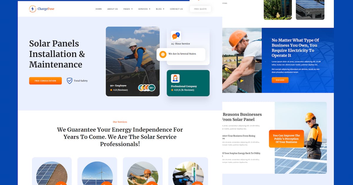 ChargeFuse – Solar Panel Installation & Maintenance Elementor Template Kit