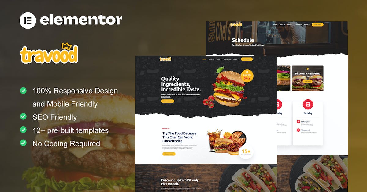 Travood – Food Truck & Street Food Elementor Pro Template Kit