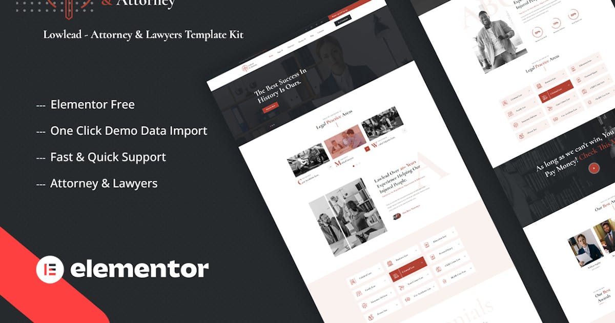 Lowlead – Attorney & Lawyers Elementor Template Kit