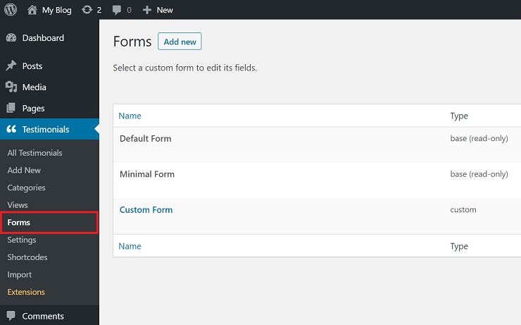 Strong Testimonials  Multiple Forms