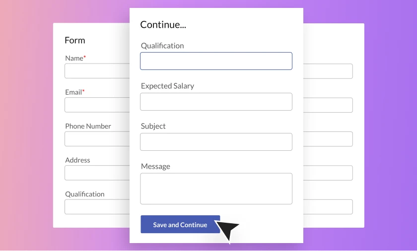 User Registration  Save and Continue