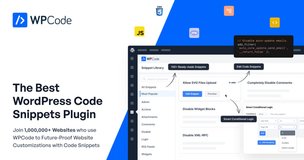 Télécharger WPCode – The Best WordPress Code Snippets Plugin version 2.3.8