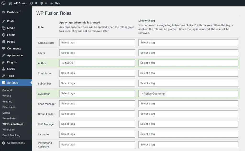 WP Fusion  User Roles
