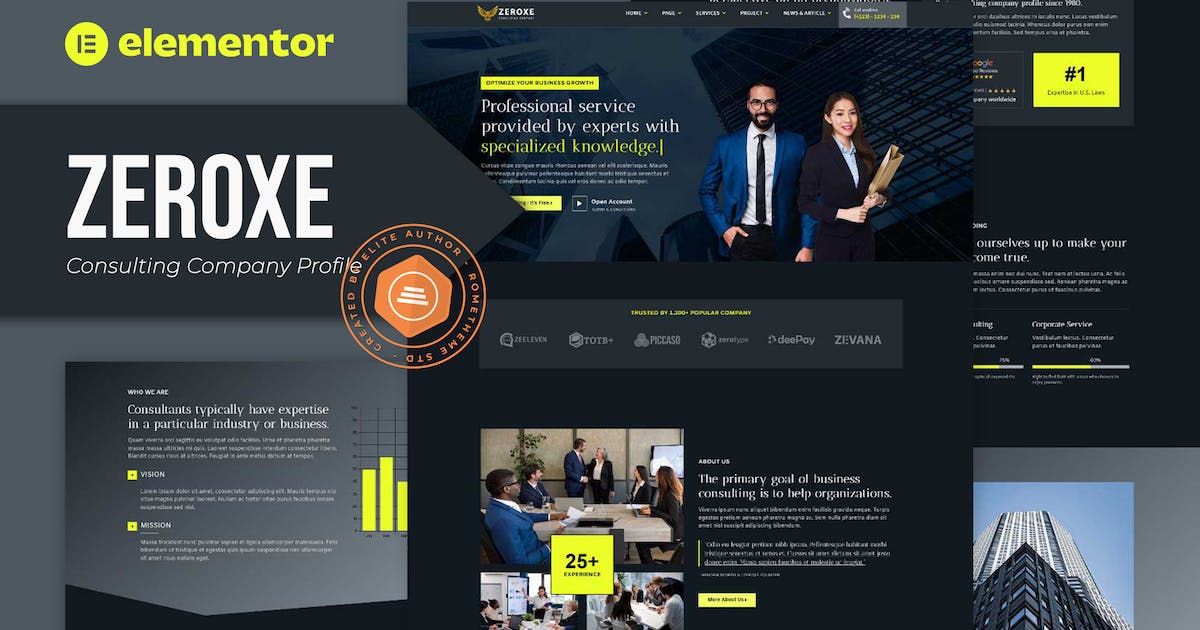 Zeroxe – Consulting Company Profile Elementor Template Kit