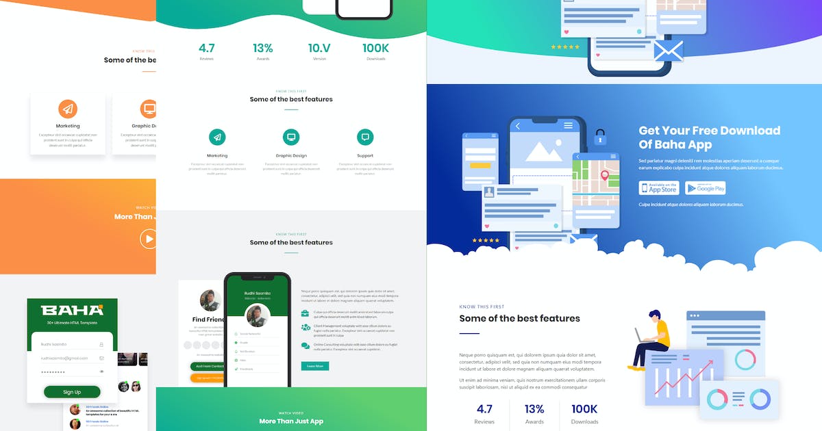 Baha – Apps Landing Template Kit