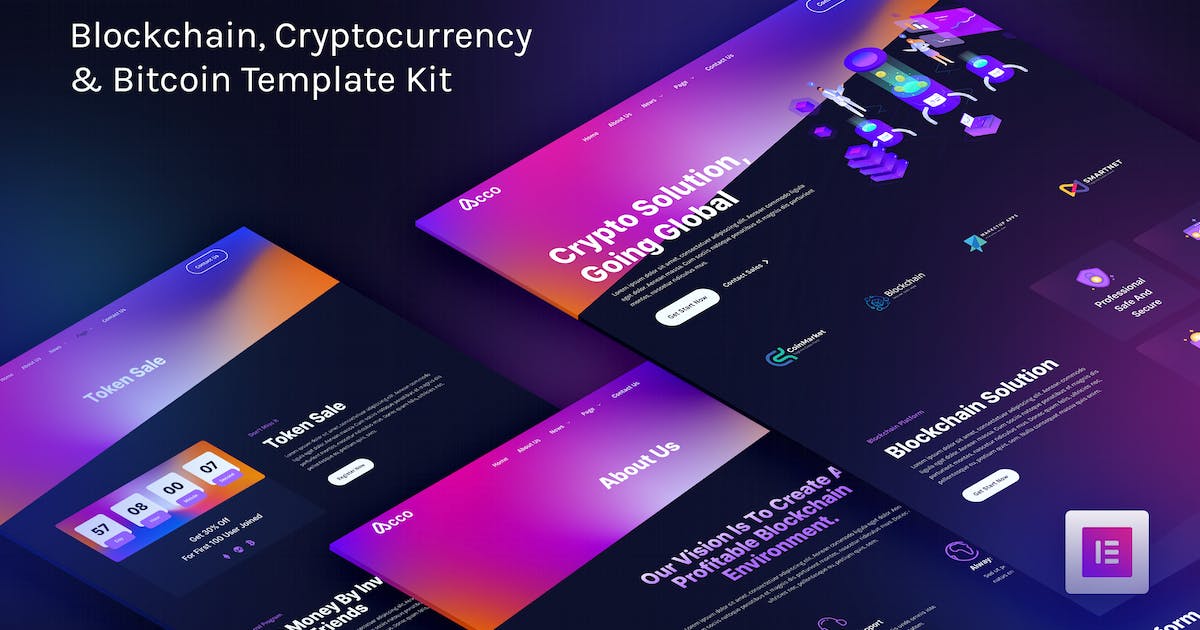 Acco - Blockchain Cryptocurrency & Bitcoin Elementor Template Kit