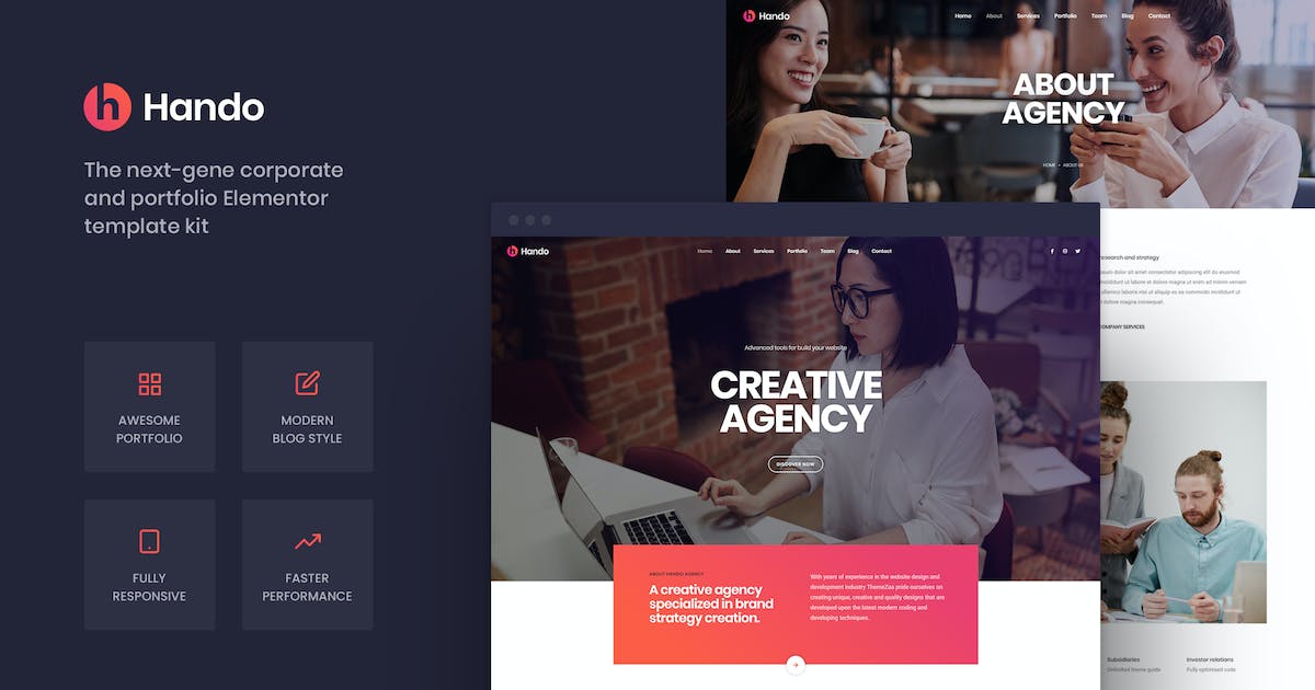Hando – Corporate & Portfolio Elementor Template Kit