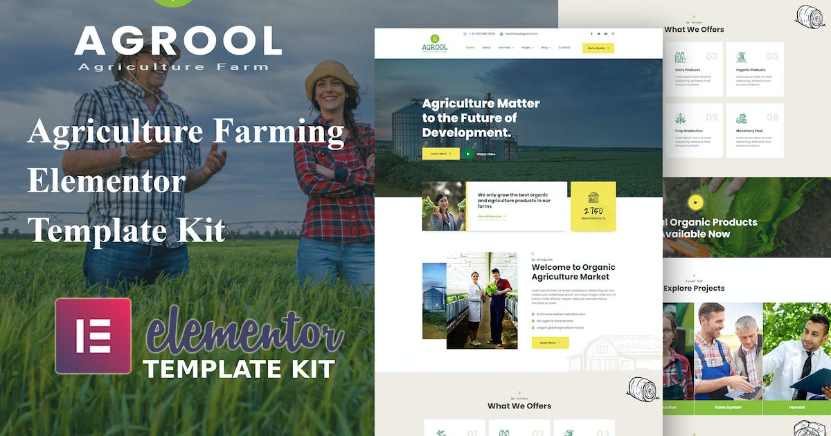 Agrool – Agriculture Farming Elementor Template Kit