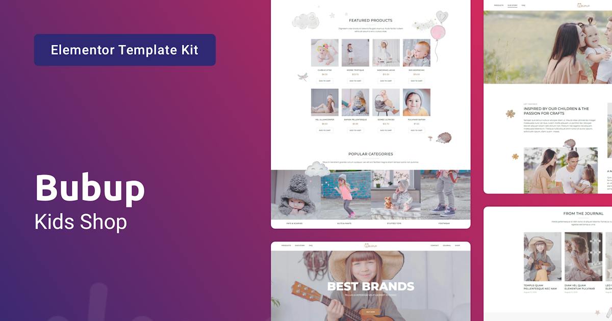 Bubup Kids Store & Baby Shop Elementor Template Kit