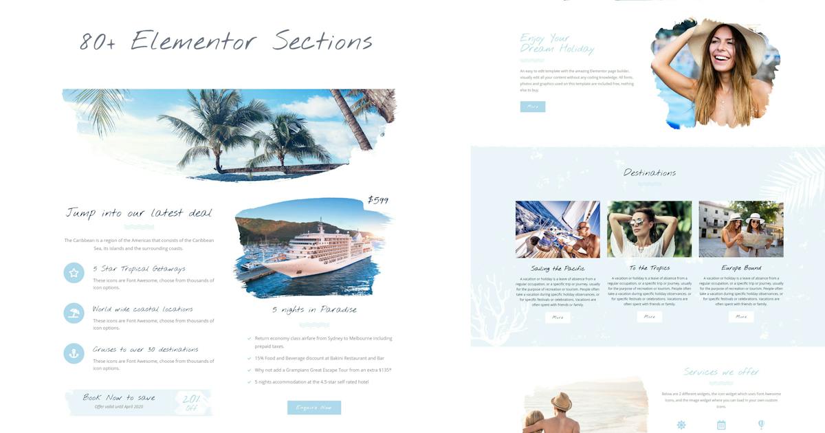 Coastal Travel and Surf Grunge Template Kit