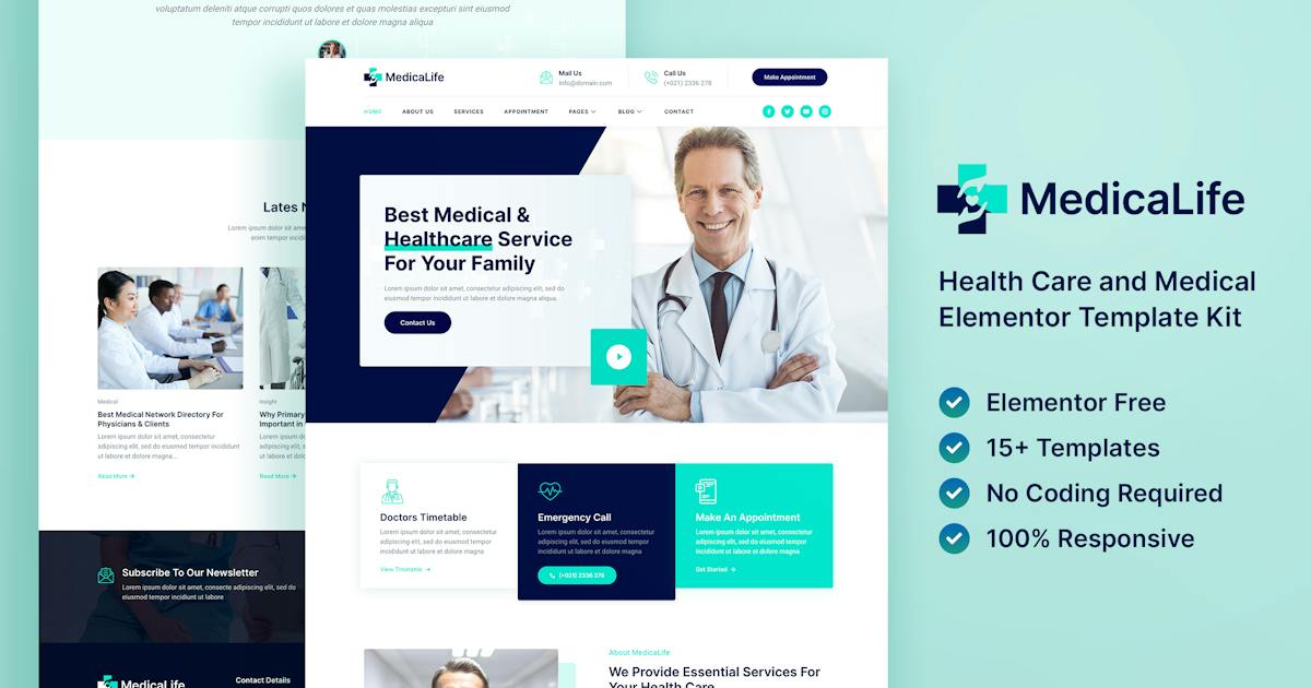 MedicaLife - Health Care & Medical Elementor Template Kit
