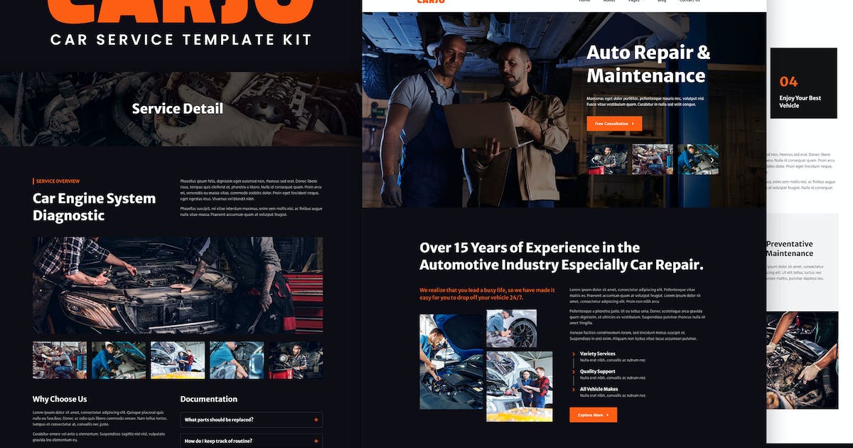 Carjo – Car Services & Repair Elementor Template Kit