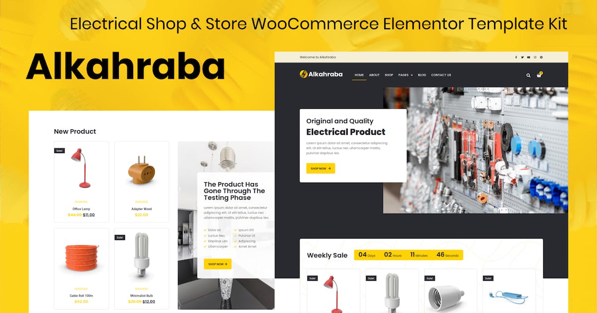 Alkahraba – Electrical Shop & WooCommerce Store Elementor Template Kit