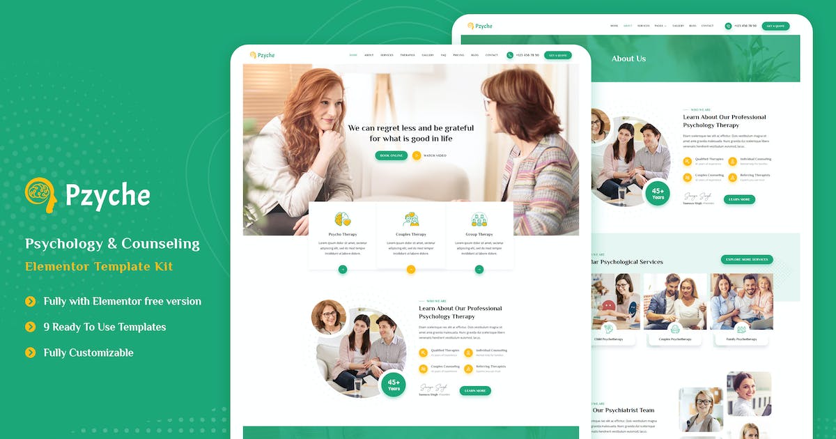Pzyche – Psychology & Counseling Elementor Template Kit