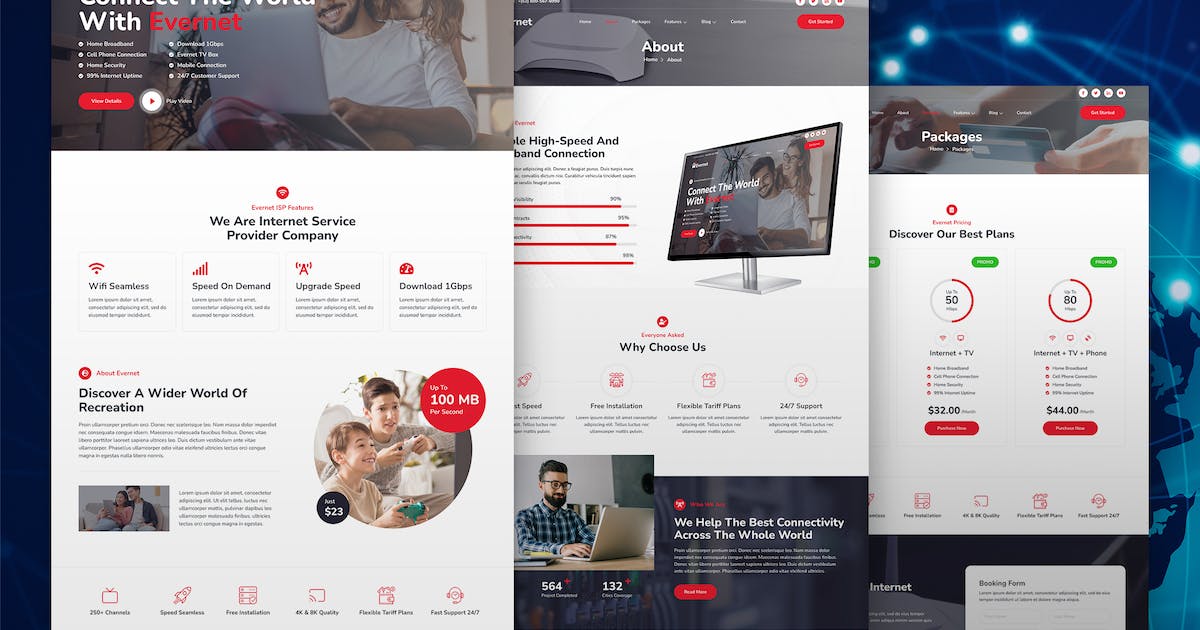 Evernet - Broadband & Internet Service Provider Elementor Template Kit