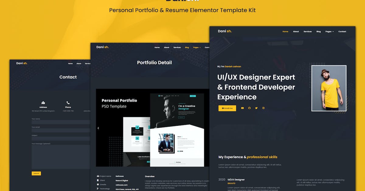 Danish – Personal Portfolio & Resume Elementor Template Kit