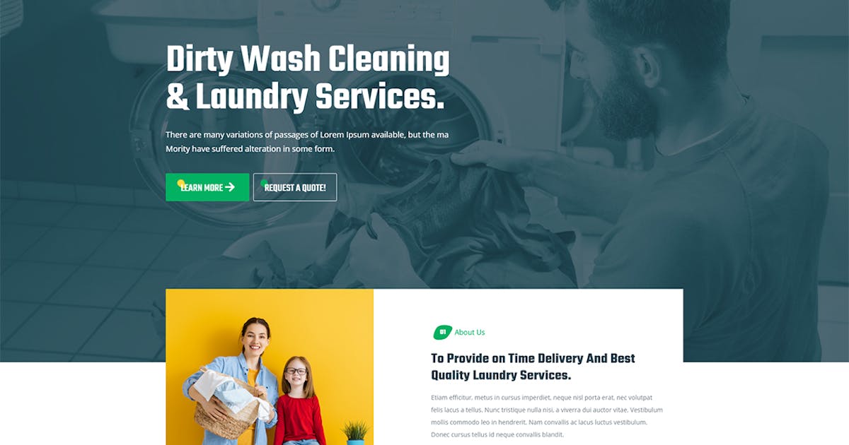 DirtyWash – Dry Cleaning & Laundry Service Elementor Template Kit