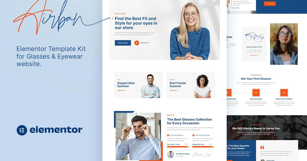 Airban - Glasses & Eyewear Elementor Template Kit