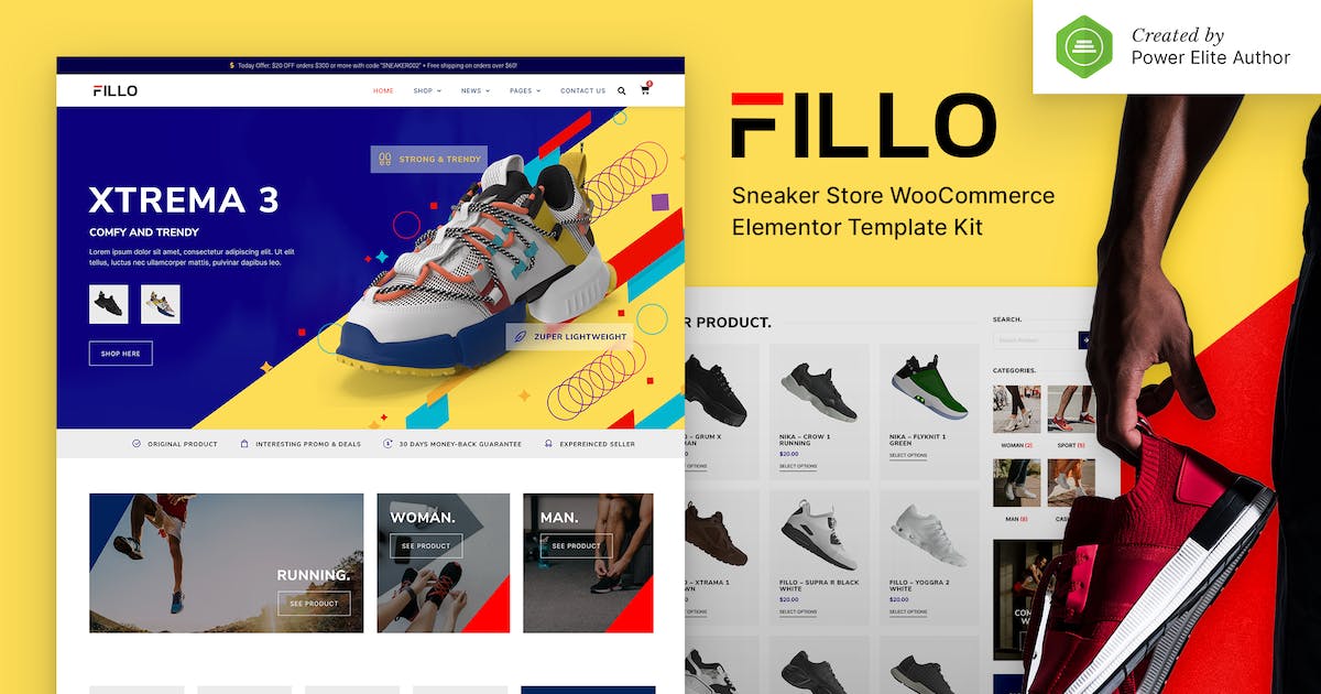 Fillo - Shoes & Sneakers Store WooCommerce Elementor Template Kit