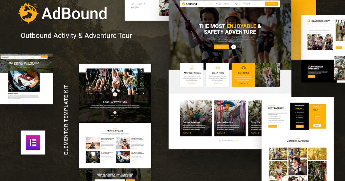 AdBound - Outbound Activity & Adventure Tour Elementor Template Kit