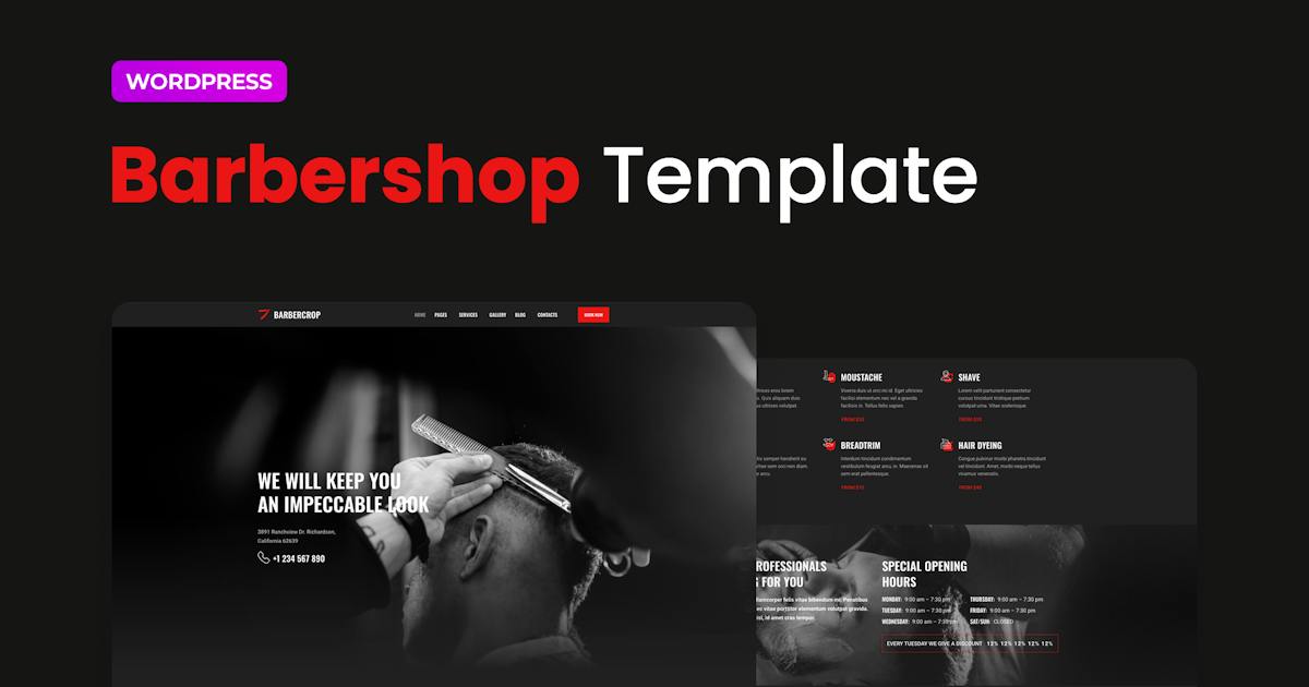 Barbercrop - Hairdressing Elementor Template Kit