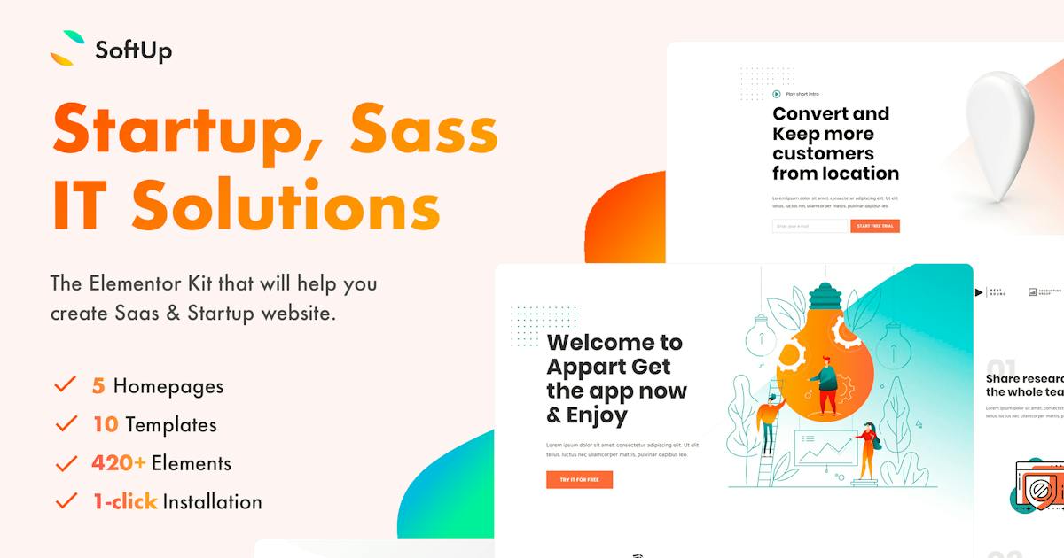 SoftUp – Saas & Startup Elementor Templates