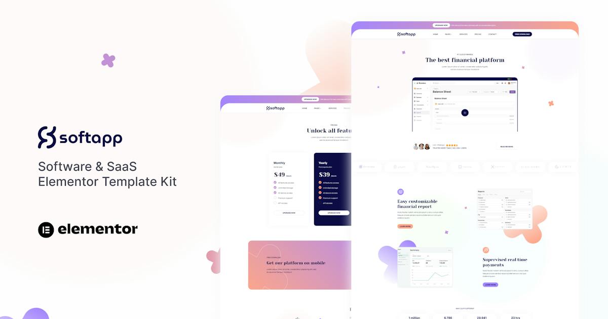 Softapp – Software & SaaS Elementor Template Kit