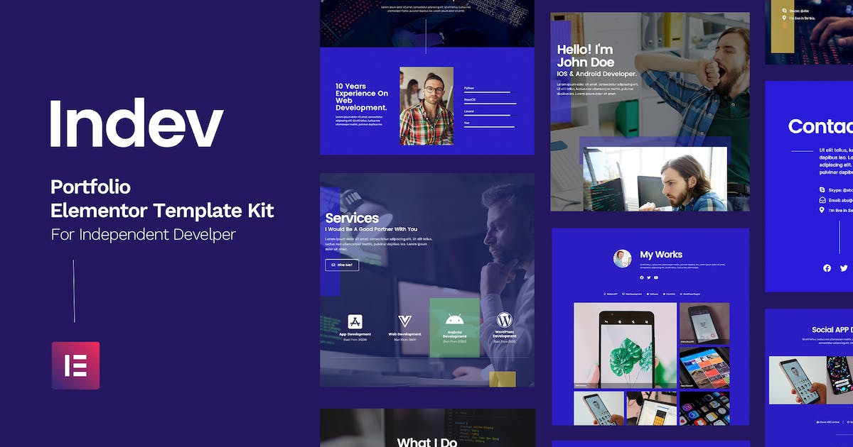 Indev – Portfolio Elementor Template Kit For Developer