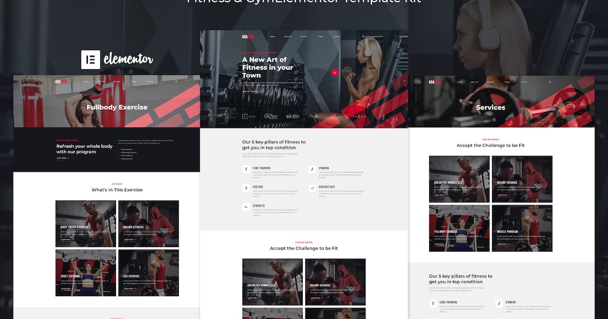 Adagym – Fitness & Gym Elementor Template Kit