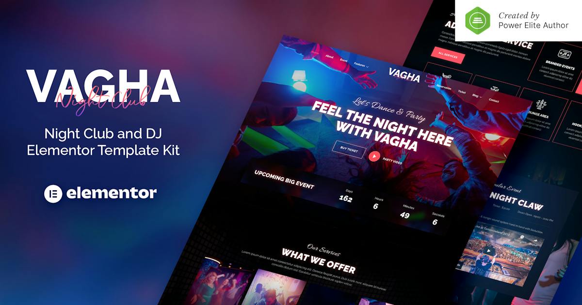 Vagha - Night Club & DJ Elementor Template Kit