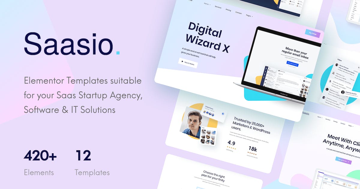 Saasio – Saas & Startup Elementor Templates