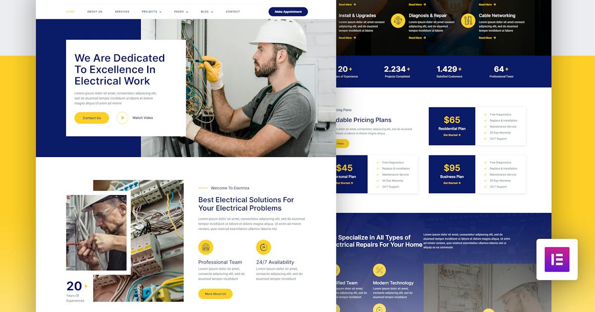 Electriza - Electrical Installation & Maintenance Services Elementor Template Kit