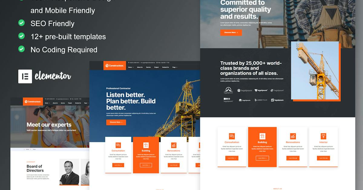Constructoor – Construction & Building Elementor Template Kit