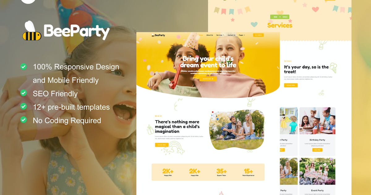 BeeParty – Kids Party Planner Elementor Template Kit
