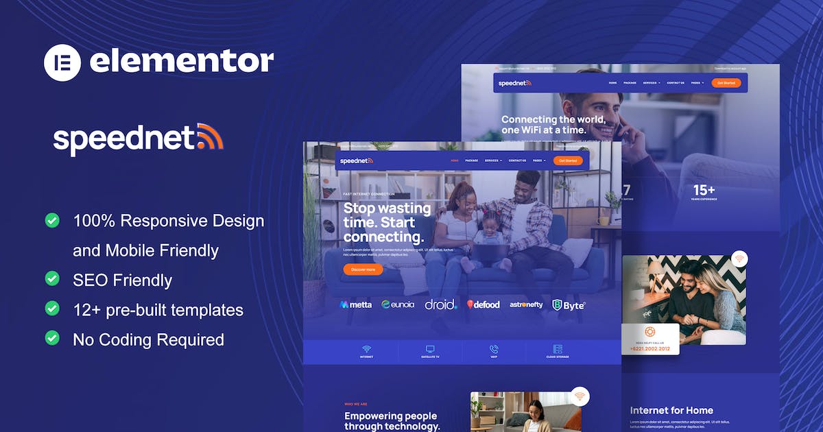 SpeedNet – Broadband & Internet Service Provider Elementor Template Kit