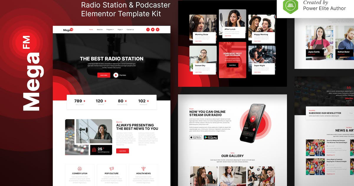 MegaFM - Radio Station & Podcaster Elementor Template Kit