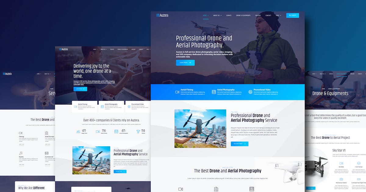 Auzora – Drone Aerial Photography Elementor Template Kit