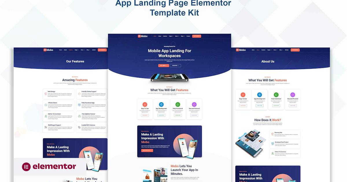 Mobo – App Landing Page Elementor Template Kit
