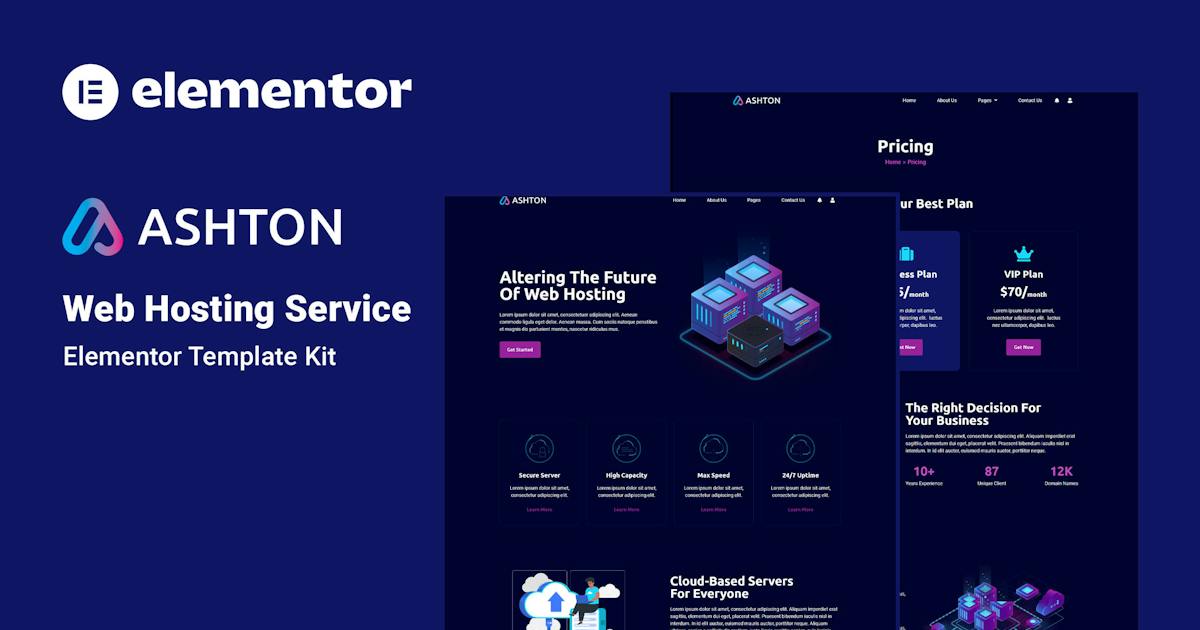 Ashton – Web hosting Elementor Template Kit