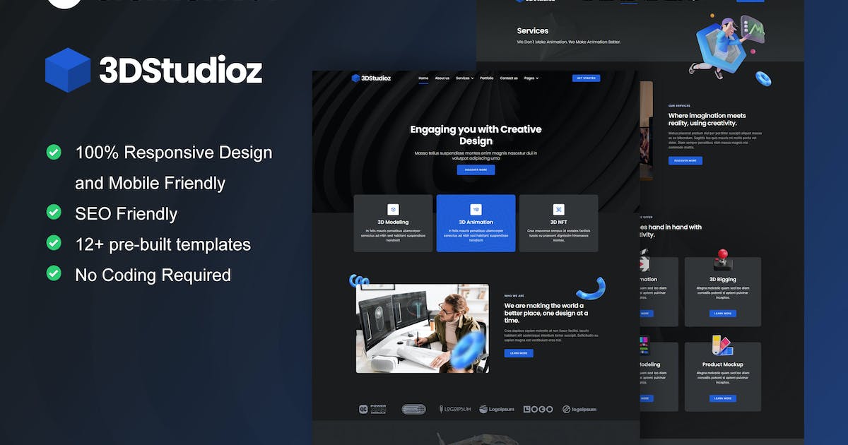 3dstudioz – 3D Design & Animation Studio Elementor Template Kit