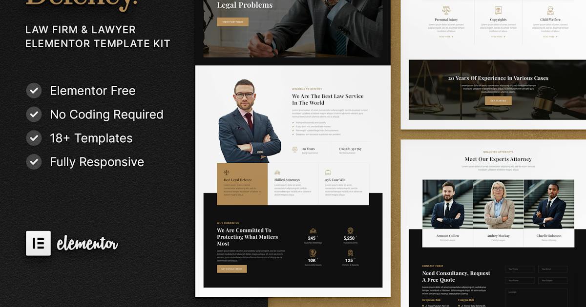 Defency - Law Firm & Lawyer Elementor Template Kit