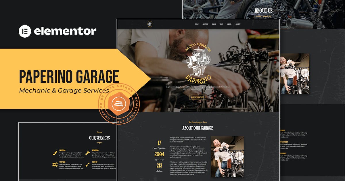 Paperino Garage – Mechanic Elementor Template Kit