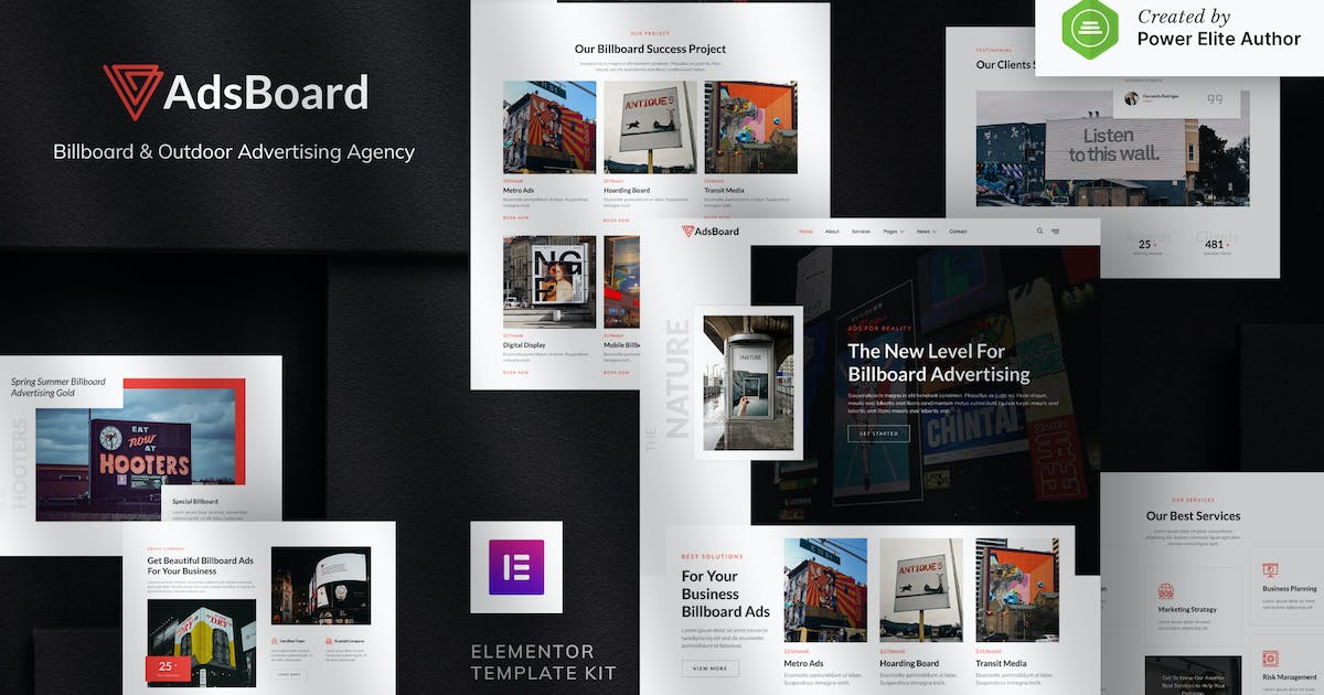 AdsBoard - Billboard & Outdoor Advertising Agency Elementor Template Kit