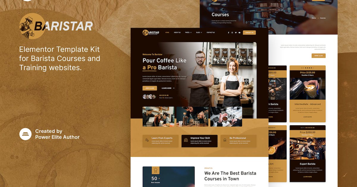 Baristar - Barista Courses & Training Elementor Template Kit